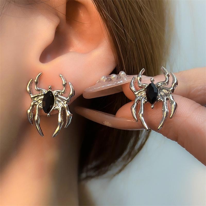 Halloween Colorful Spider Earrings for Women Shiny Crystal Inlaid Zircon Punk Insect Water Drop Earrings Festival Party Jewelry