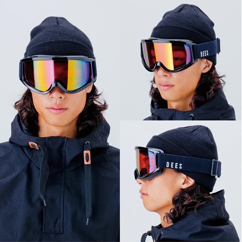 Dees Snowboard Double Japan Helmet UV and Large Ski and Snow UV Protection Goggles, Lens, Fit, Anti-Fog, Compatible, 99% Protection, DNG-2450/2460,