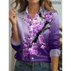 New 2026 Summer Women's Shirts Fashion Tie Dye Gradient Butterfly 3D Print Blouse Casual Lapel Women's Long Sleeve Shirts Tops