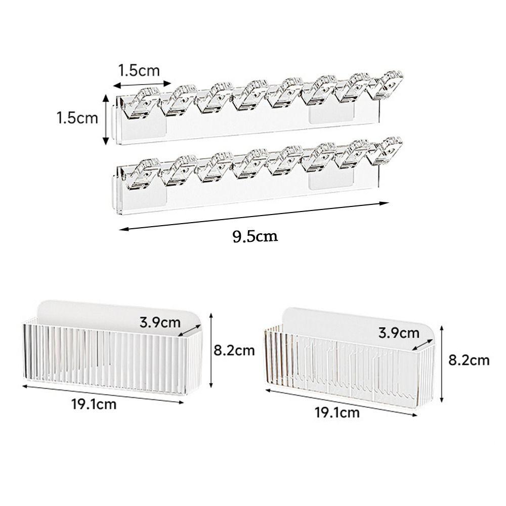 8 Hooks Jewelry Display Rack Plastic Transparent Jewelry Hanging Hooks Adhesive Paste Space Saving Organizer Box