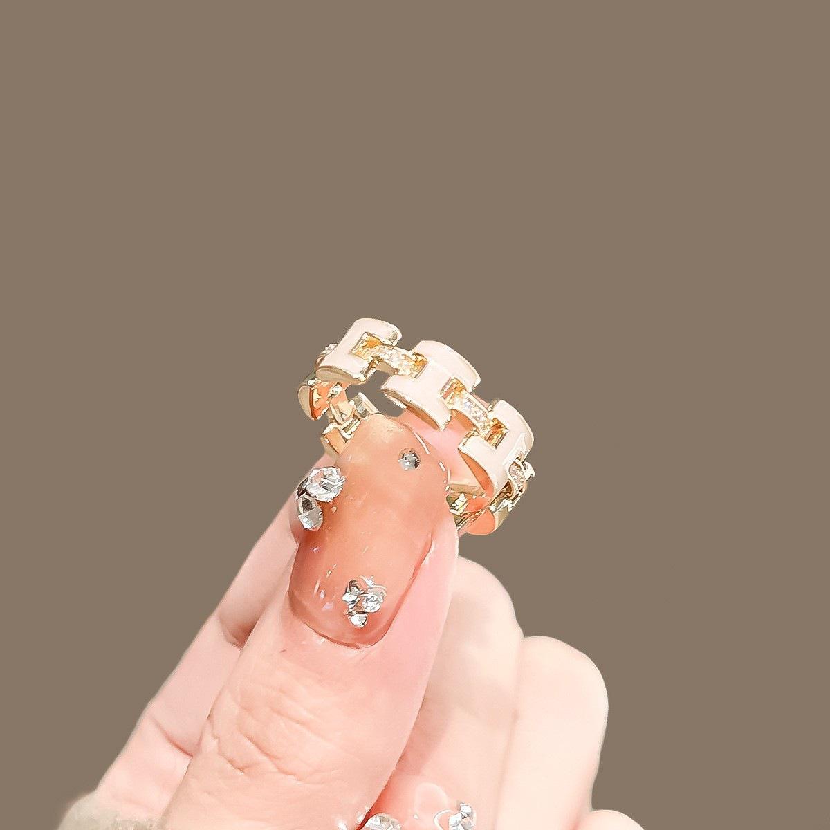 Women s French Retro Enamel Letter Adjustable Ring - Trendy Internet Celebrity Style Adjustable Open