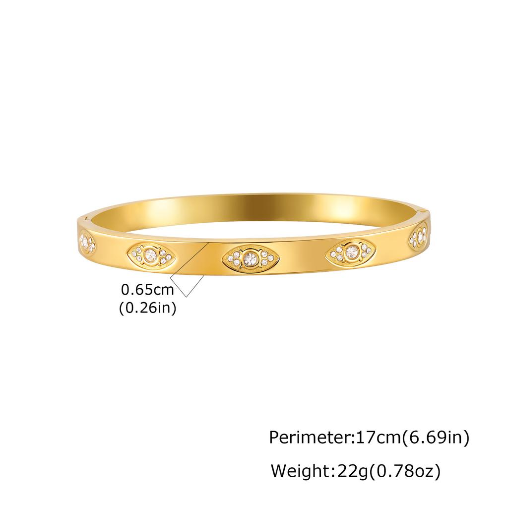 Zircon Stainless Steel Bangle Bracelet for Women, Elegant Stack Hand Wrist Sparkling Crystal Inlay, Non Tarnish Jewelry