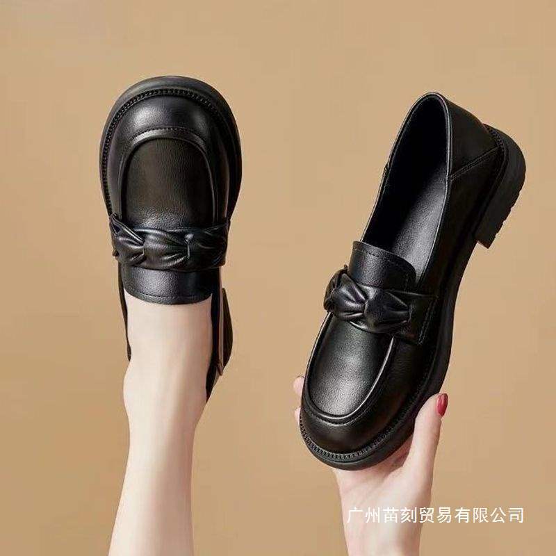 Platform loafers high-heeled small leather shoes British style one-pedal thick-heeled soft-soled single shoes