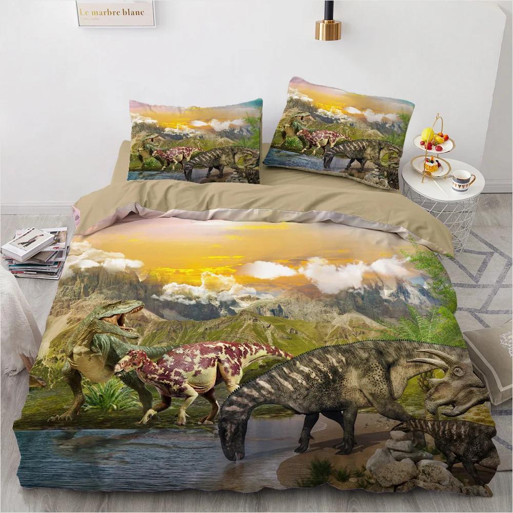 Comforter Dinosaur Jurassic Bedding Set Winter 3 Pcs Bed Set Queen Size Juego De Cama Home Textile Kids Adult