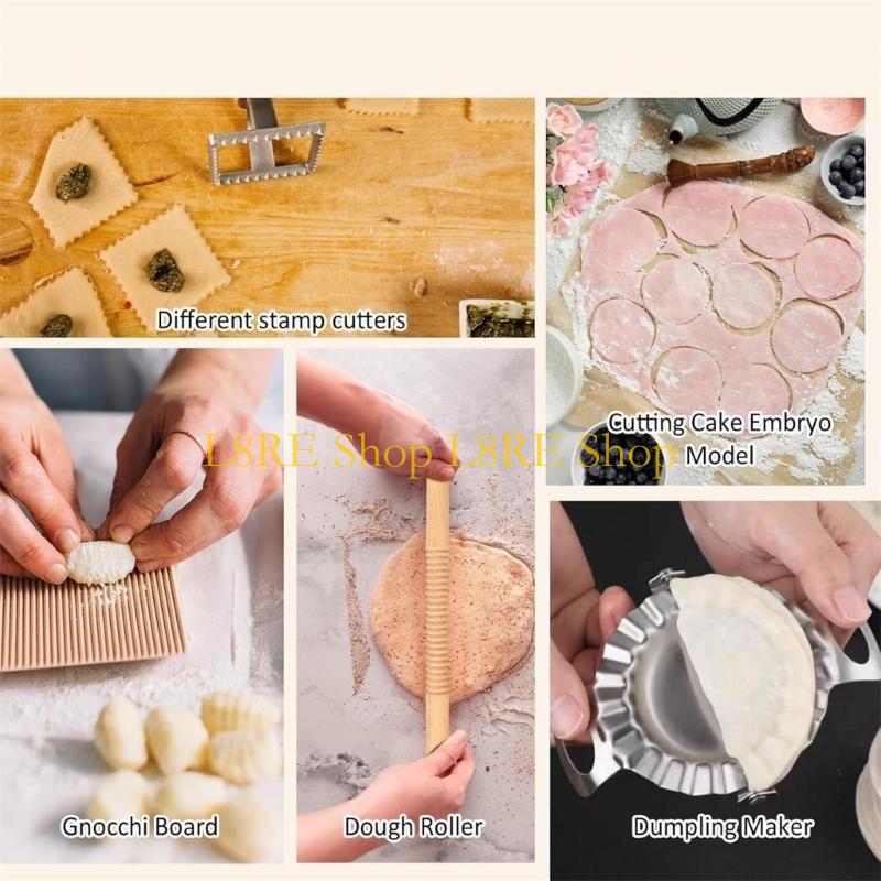 L8RE Multifuntional Pastas Making Essentials Rolling Pin and Dough Cutter