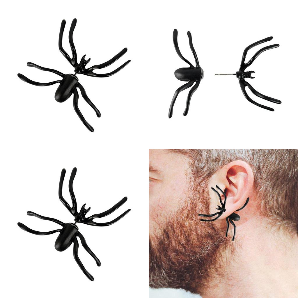 Gothic Animal Theme Alloy Earrings With Spider Design For Females