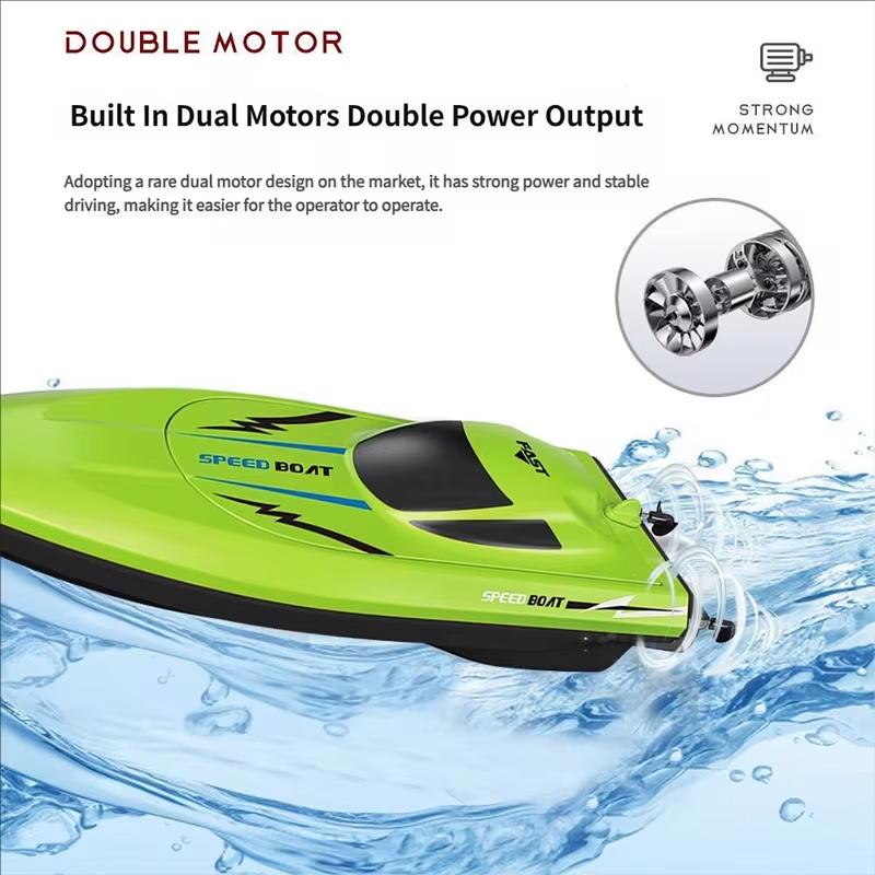 NEW2.4G Remote Control Speed Boat for adult– Fast Electric RC Boat Toy with Dual Motor, Waterproof Model for Pool OutdoorPlay