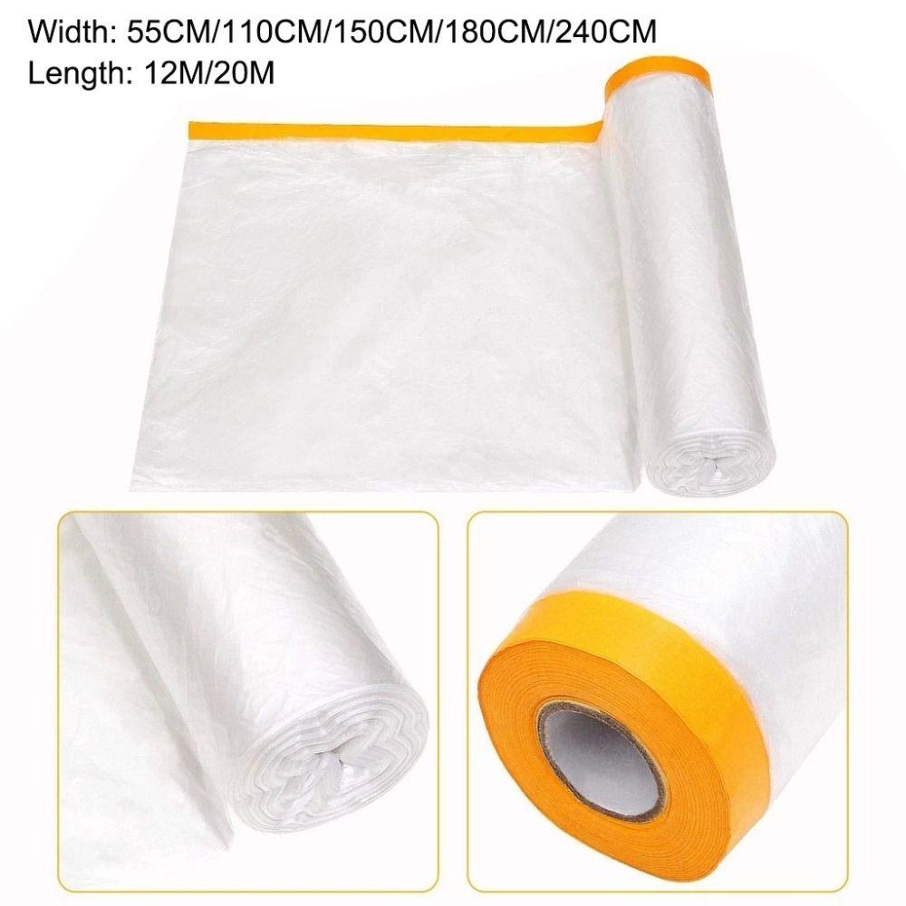 New Transparent Pre-Taped Masking Film 12M/20M Durable Automotive Paint Coverage Car Painting Protection Cover