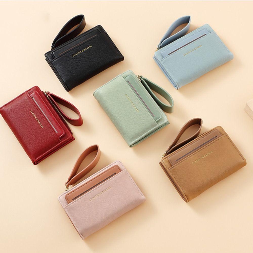 PU Leather Women Clutch Bag Korean Style Change Bag Temperament Short Wallets Female