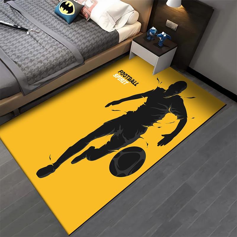 Modern Football Player Pattern Yellow Carpet for Living Room Decor Suitable for use as an anti-slip for living room bedroom sofas
