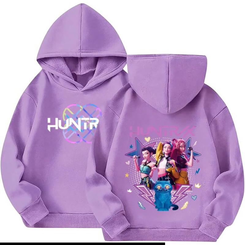 Kids Hoodies & Sweatshirts Kpop Hunters Witch Hunter Group Pattern Children's Girl Pocket Hoodie Sweatshirt