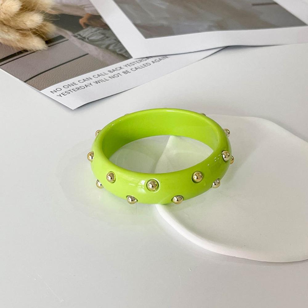 Punk Style Resin Bangle Vintage Chunky Bracelet Metal Point Wide Bangle Women Accessories