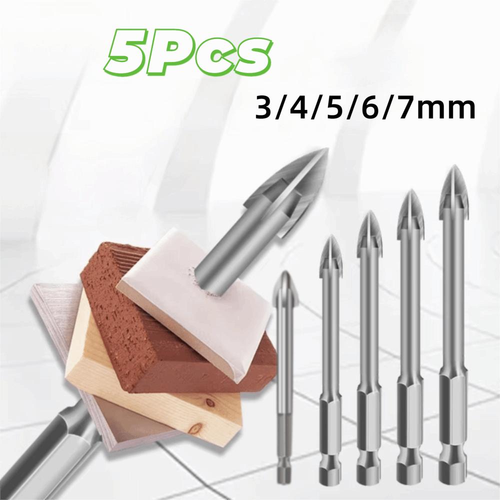 5Pcs Wear-resistant Triangular Drill Bit Four Side Cross Hex Drill Carbide Drill Bit  Glass