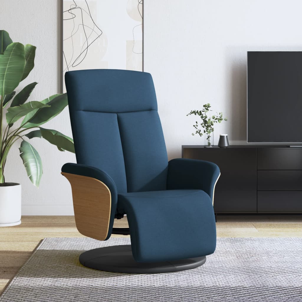 Relax Armchair with Footrest Blue Fabric