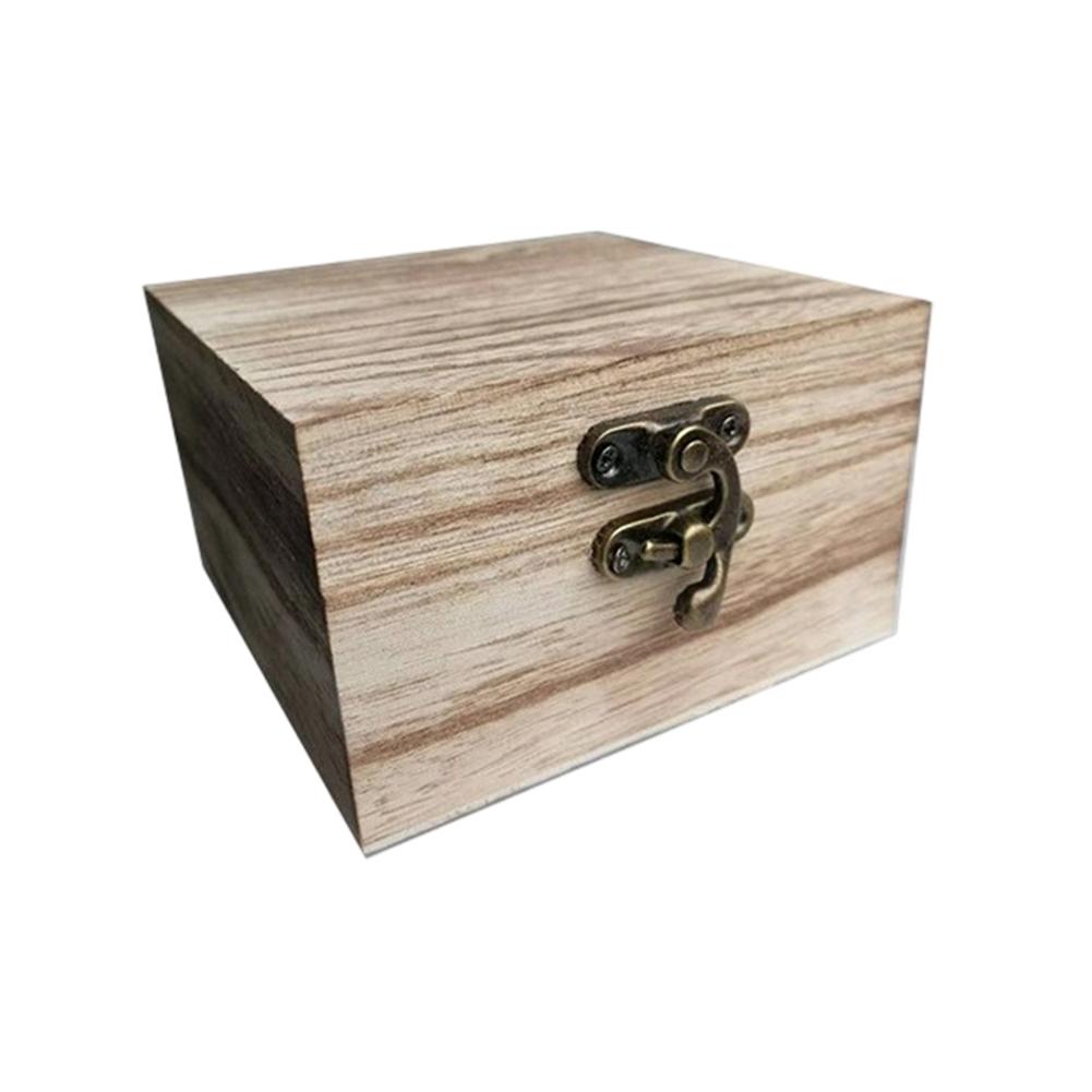 1Pcs Jewelry Storage Box 10x10x6CM Square Wooden Storage Box Retro Flip-Top Wooden Box Giving Box  With Lid Clasp Locking