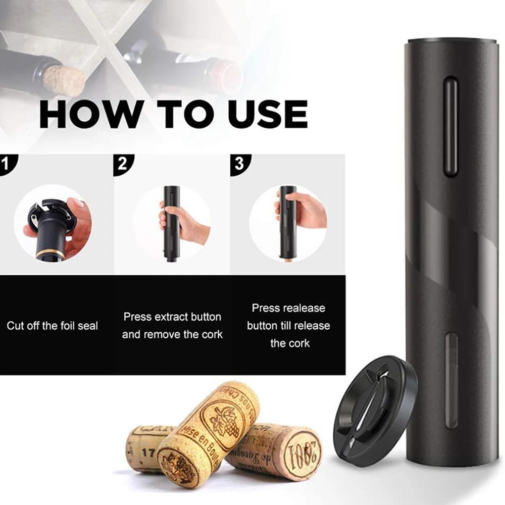 Abridor de vinho elétrico, saca-rolhas automático recarregável, abridor criativo de garrafas de vinho, carregamento USB com cabo, adequado para uso doméstico