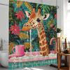 Zebra Shower Curtain, Floral Plants, Fun Leopard Animals ,Bathroom Decorative Shower Curtain, Printed Fabric Home Curtain