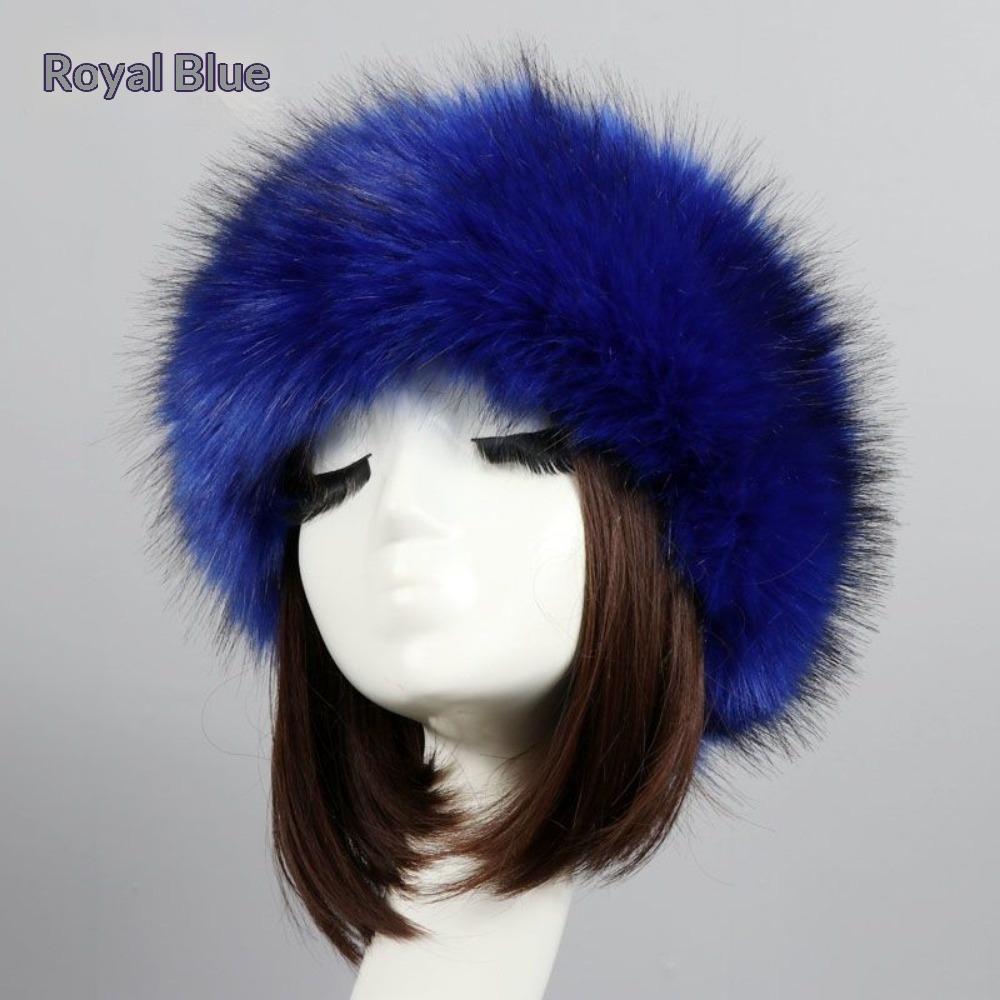 Women's Hat Faux Fox Fur Headband Hat Autumn and Winter Warm Headband Hat Plush Open Top Hat