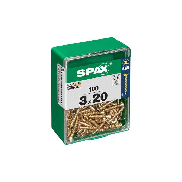 Vis - SPAX - Tête fraisée - Acier - Diam.3 mm - L.20 mm - Lot de 100