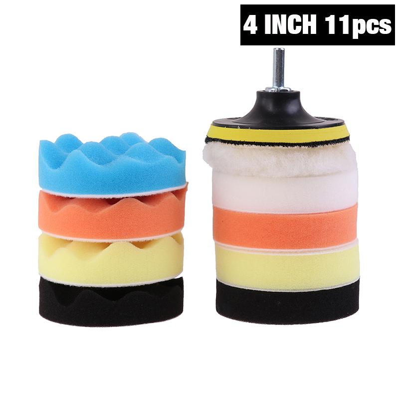 5/11Pcs Buffing Pad 3''4''5''6'' Inch Car Sponge Polishing Pad Kit Abrasive Polisher Drill Adapter Waxing Compound Tools Accessory