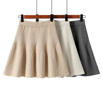 Women's Plus-Size Knitted Skirt Autumn and Winter Loose Short A-Line Midi Skirt