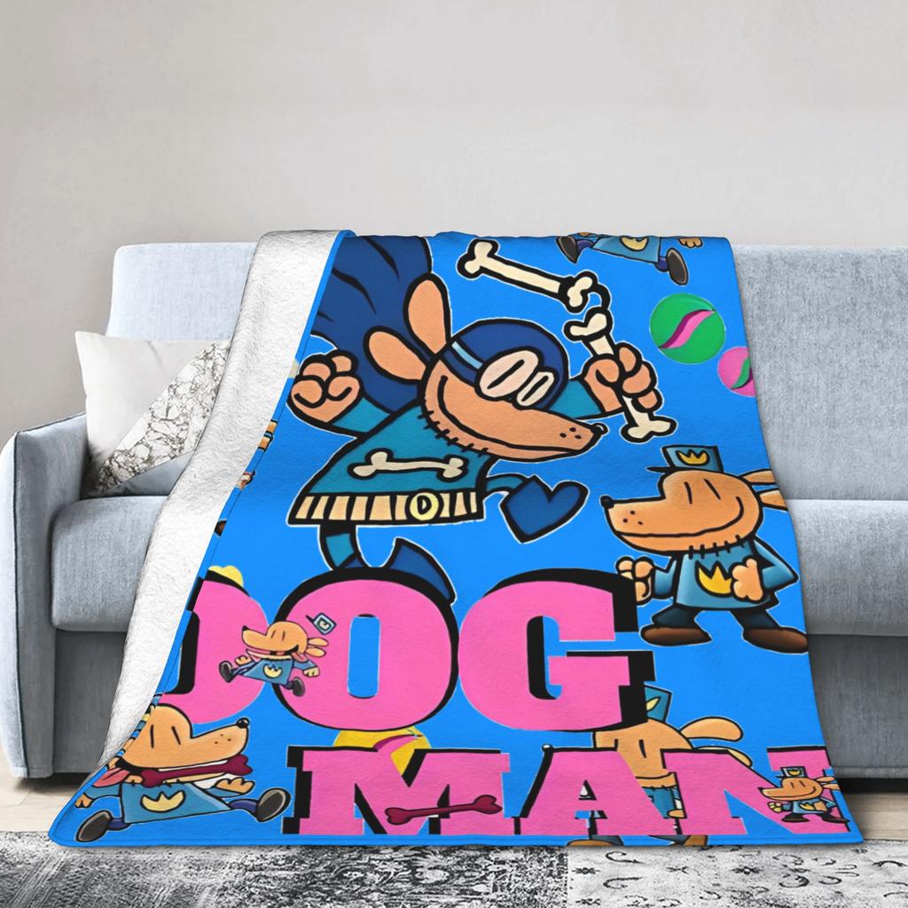 Dog Man Dogman Movie Comic Blanket Cartoon Animals Flannel Awesome Warm Throw Blanket for Chair Covering Sofa Textile Decor