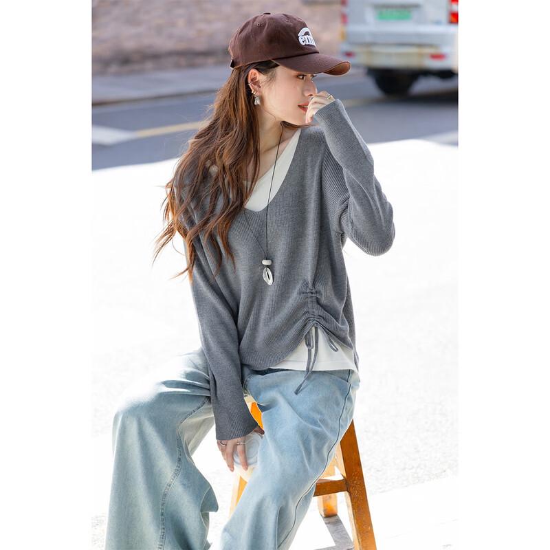 Mokana Women's Faux Two-Piece Long-Sleeve Knit Top