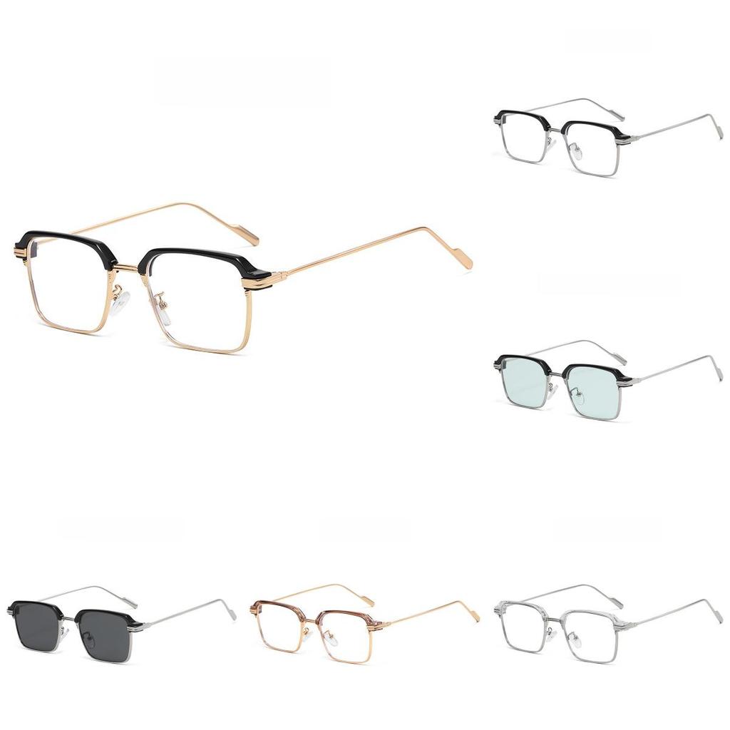 Modern Clear Blue Light Glasses With Metal Frame For Home Office And Commuting Use