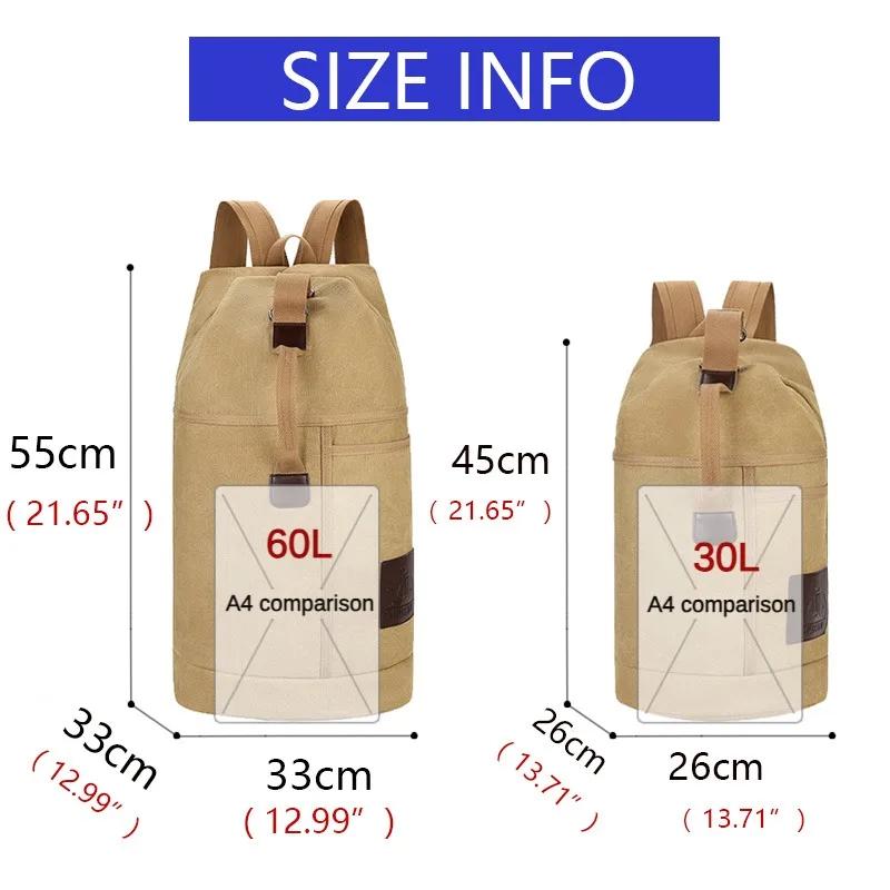 30L/60L Outdoorová sportovní taška Batoh Plátěné batohy Školní taška Turistika Cestovní batohy Bucket Bag