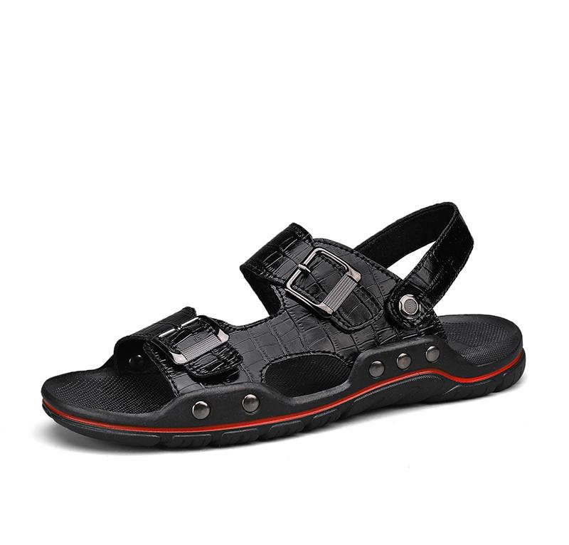 Romerske sandaler for menn svart hvitt skinn Gladiator sandaler utendørs sommer romerske sandaler for menn Peep Toe åpen tå strandsko