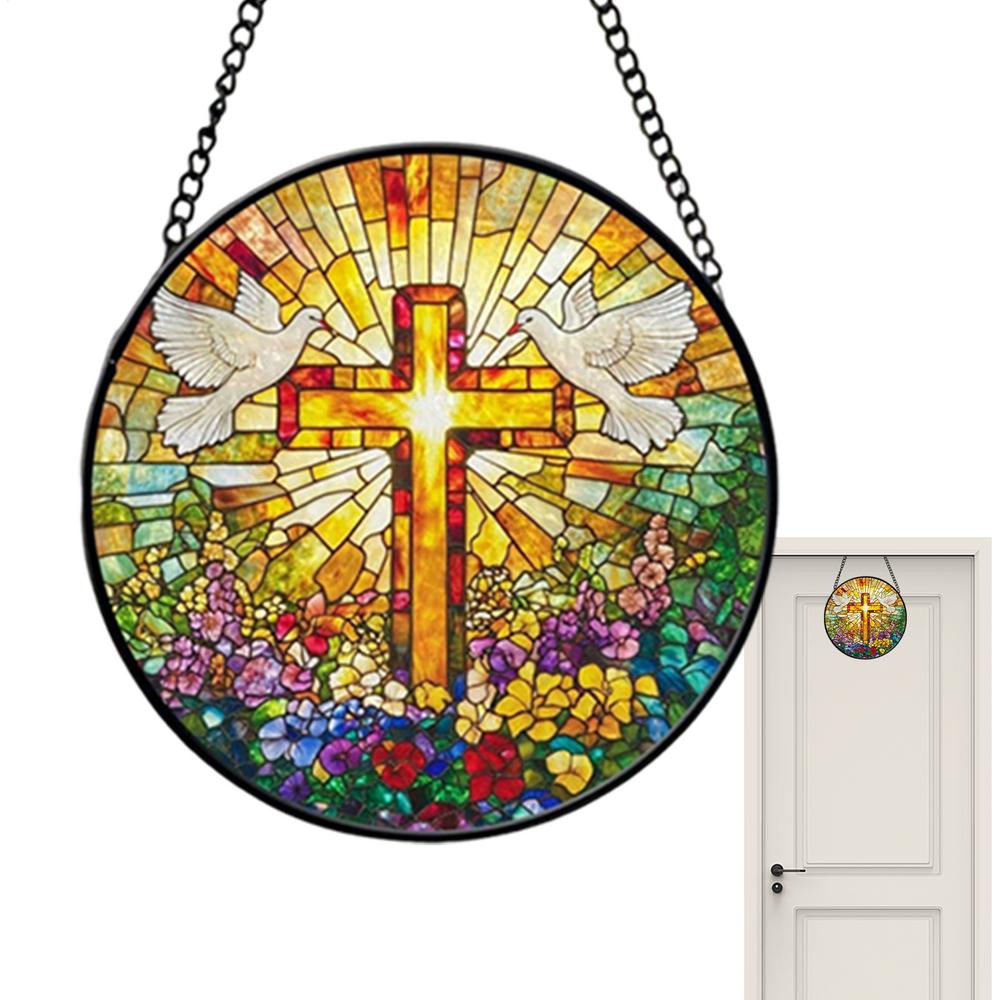 Flower Suncatchers Christian Acrylic Sun Catcher Stained Hangings Religious Home Decoration Flower Design For Window Wall Door