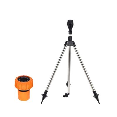 Expandable Garden Stainless Tripod Sprinkler With Interchangeable Nozzles 1Inch Fast Release Connector Easy Ground Mount