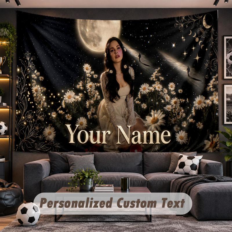 Wall Hanging Tapestry Custom NameLana Del Rey Pattern Personalized Printed Fabric Wall Decor