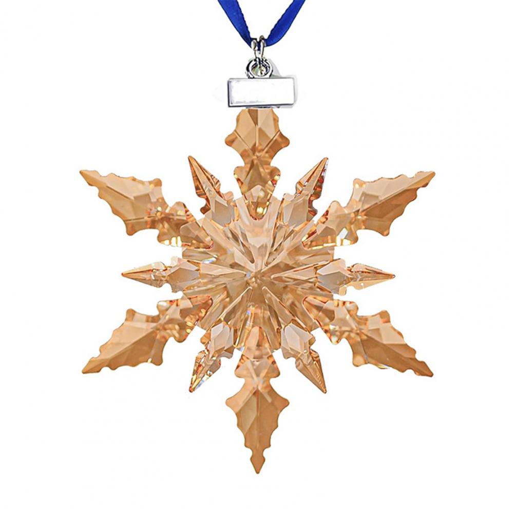 9.8cm Christmas Ornaments Clear Faceted Crystal Snowflake Pendant Acrylic Icicle Drop Transparent Hangings Christmas Tree Decor
