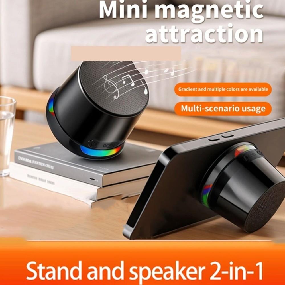 Deep Bass Magnetic Mini Speaker Anti Lost Portable Sound Box RGB Light Speaker  Phone Stand