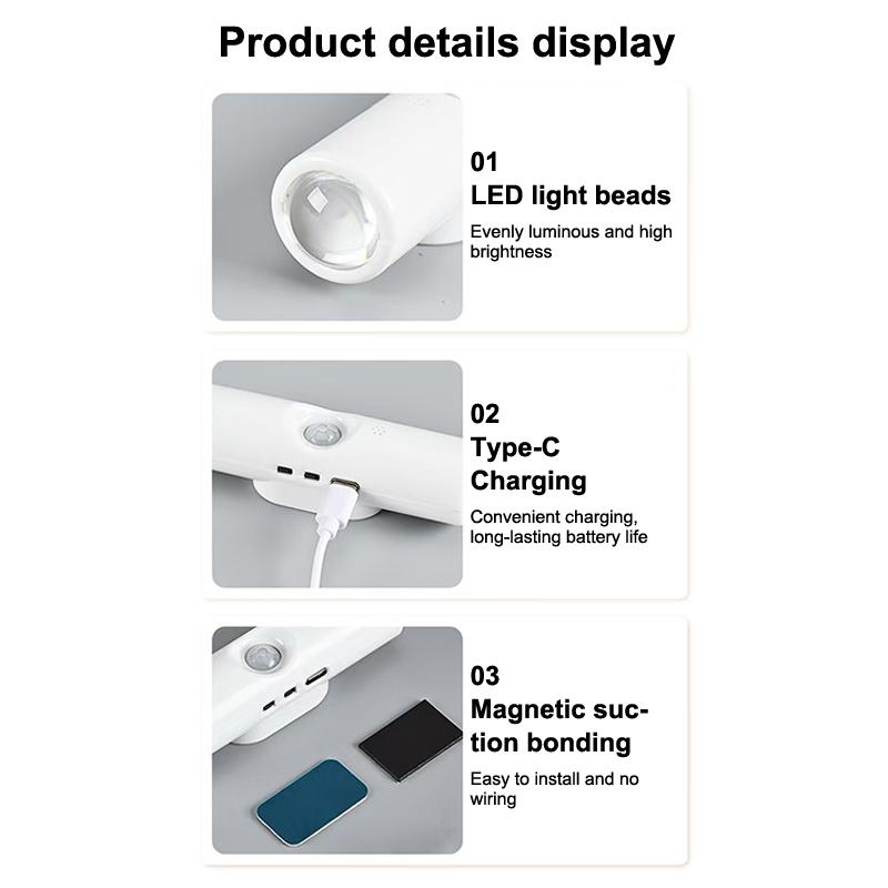 Double Cat Eye Intelligent Human Sensing Wall Light Magnetic Usb Charging Self Adhesive Home Night Light