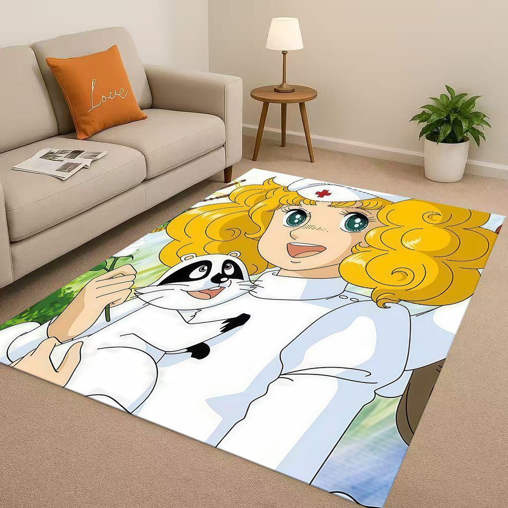 Cartoon Candy Candy Sweet Girl Anime Room Non Slip Area Rug Soft Carpet for Bedroom Playroom Sofa,Easy Clean Home Decor Doormat