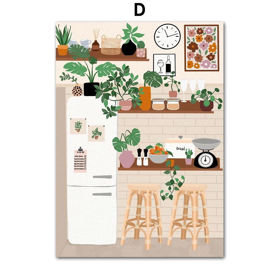 Boho Monstera Zimmerpflanze Abstraktes Lebensstil Wandkunst Leinwandmalerei Nordische Poster und Drucke Für Wohnzimmer Innendekor