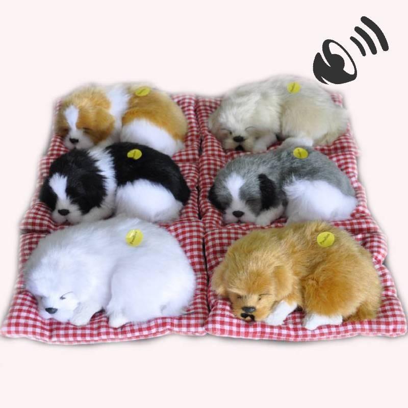Dog Plush Sleep Toy Model Ornament Make Sound Lifelike Simulation Doll Gift