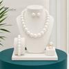 Faux Pearl Earrings Set 3Pcs/Set Imitation Pearls Jewelry Set, Adjustable Length Choker Necklace with Ear Studs Wedding Bracelet And Bracelet,