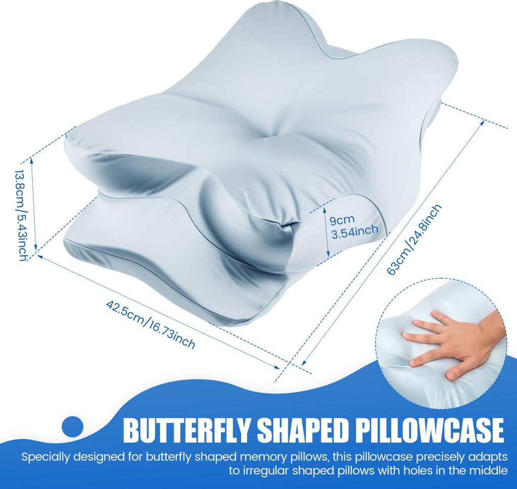Cervical Pillowcase Soft Butterfly Shaped Pillowcase with Zipper Breathable Bed Pillow Cover Home Accessories for Hotel Hospital
