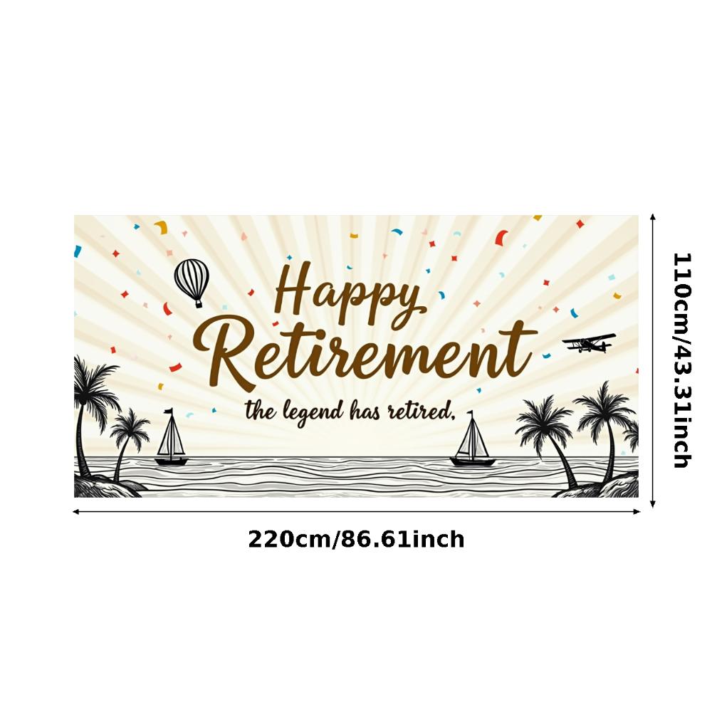 Palm Trees Design Event Banner Travel Decor Happy Retirement Banner for Retirement Gathering Travel Event Vacation Party