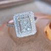 Fashionable, simple, light luxury temperament, square zircon ring for women