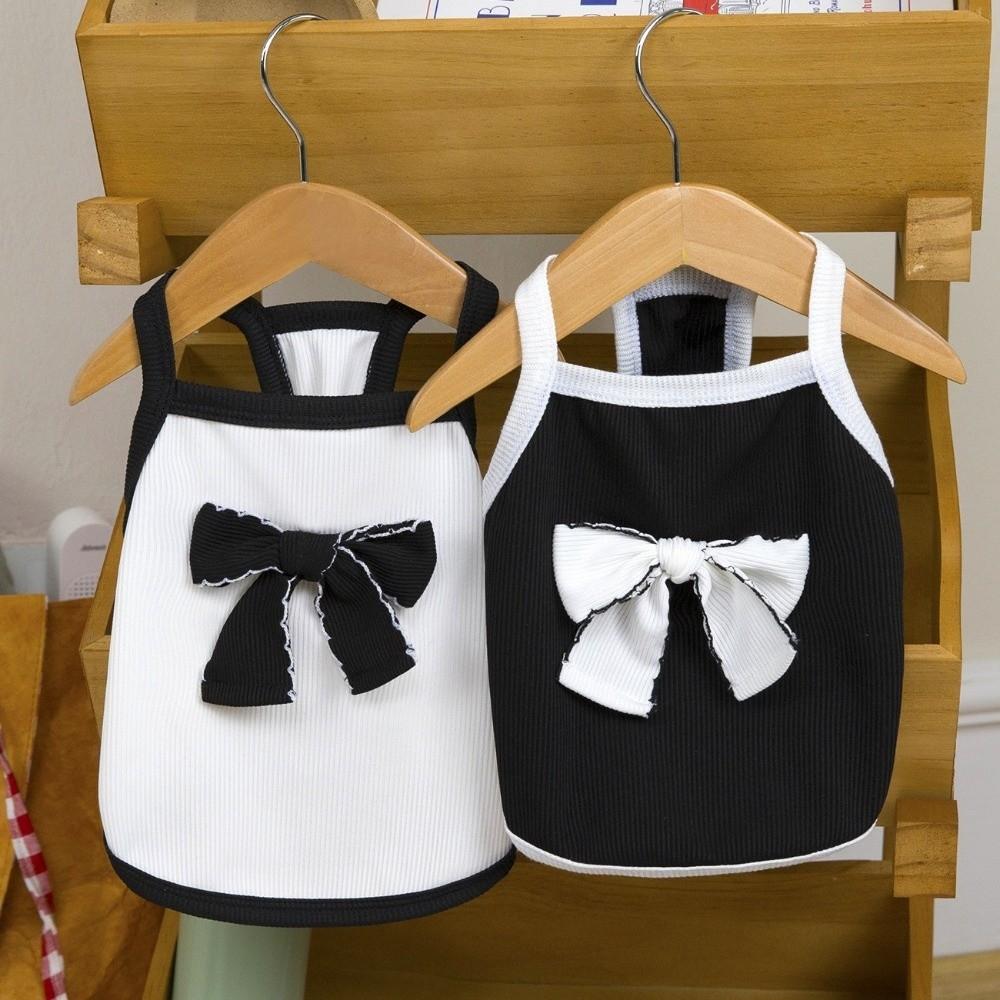 Thin Edition Pet Bow Vest Sun Protection Pet Short Sleeved Shirt Cat Camisole Vest  for Small Pets
