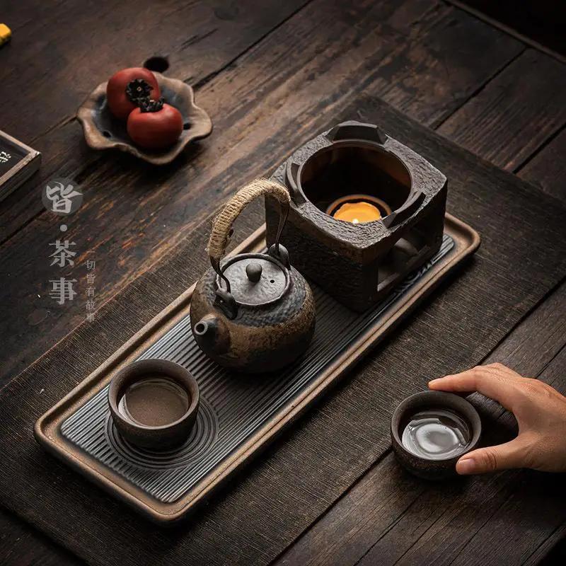 Japanese Style Warm Tea Mini Set Chinese Kung Fu Tea Set One Pot Two Cups Stoneware Teacup Teapot and Saucer Ceramic Tea Set