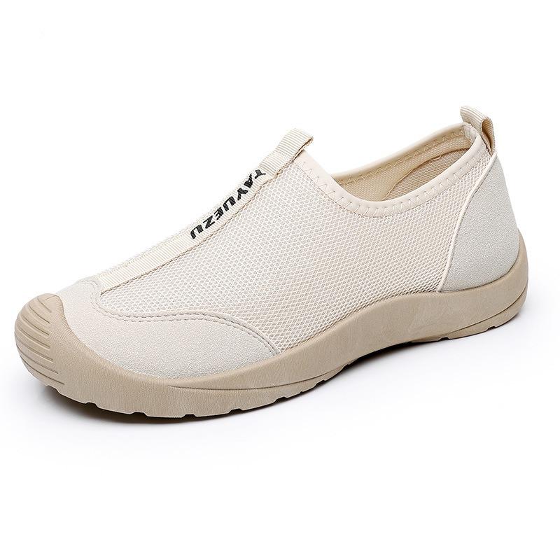 Summer new breathable mesh shoes women's thin flat shoes hollow fashion lightweight one-pedal sports and leisure mesh shoes