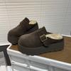 Thick-soled half-tow women's autumn and winter new versatile Mao Mao slippers muffin shoes cotton tow half-tow platform shoes