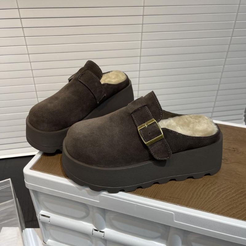 Thick-soled half-tow women's autumn and winter new versatile Mao Mao slippers muffin shoes cotton tow half-tow platform shoes