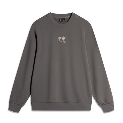 Li Ning Sports Lifestyle Series Warm Crew Neck Pullover Long Sleeve Sweatshirt Unisex Sweatshirt Road-Grey AWDU925-6