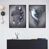 3D Love Heart Grey Metal Figure Statue Posters and Prints Modern Canvas Painting Wall Art Pictures for Living Room Home Decor